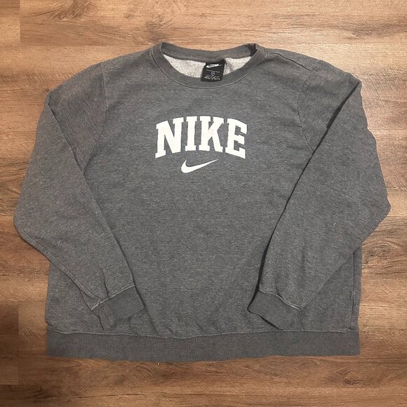 Nike Crewneck Sweater Mens XXL Gray Long Sleeve Cotton Polyester Sweatshirt - Picture 1 of 7